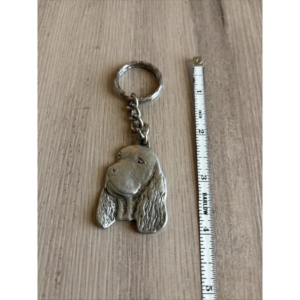 Vintage 1982 Rawcliffe Pewter I Love My Cocker‎ Spaniel Keychain Made In USA